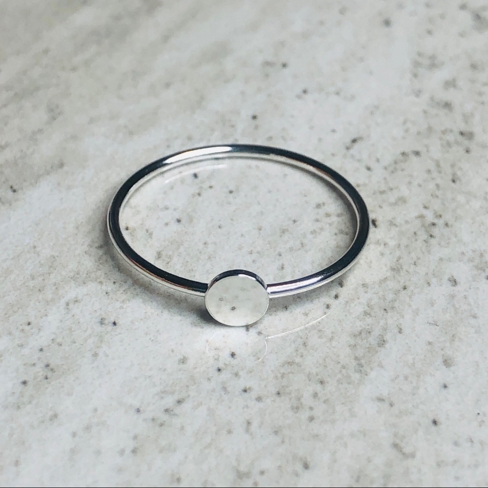 925 Sterling Silver Geometric Circle Ring Size 9